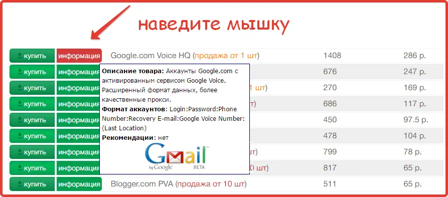 Примечание аккаунтов при наведении Примечание аккаунтов при наведении