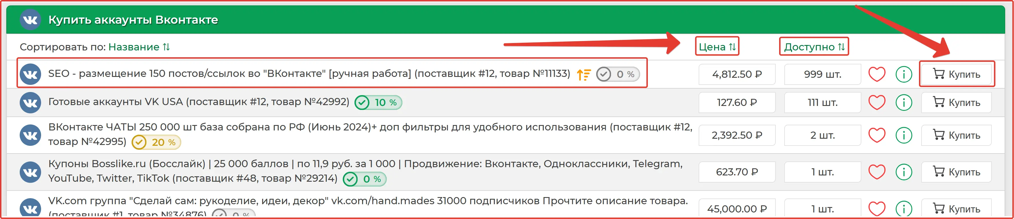 Сортируем товар