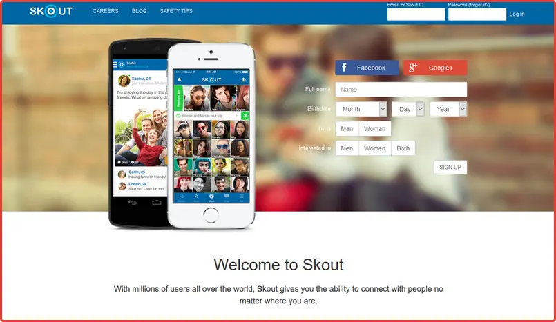 Общий вид сата Skout.com Общий вид сата Skout.com