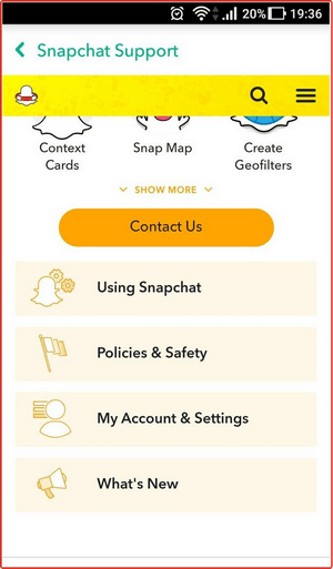 Actions on your Snapchat account: step #11