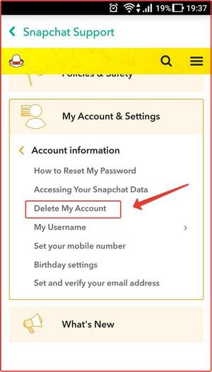 Actions on your Snapchat account: step #12