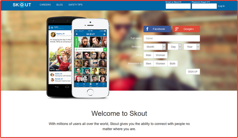 Общий вид сата Skout.com