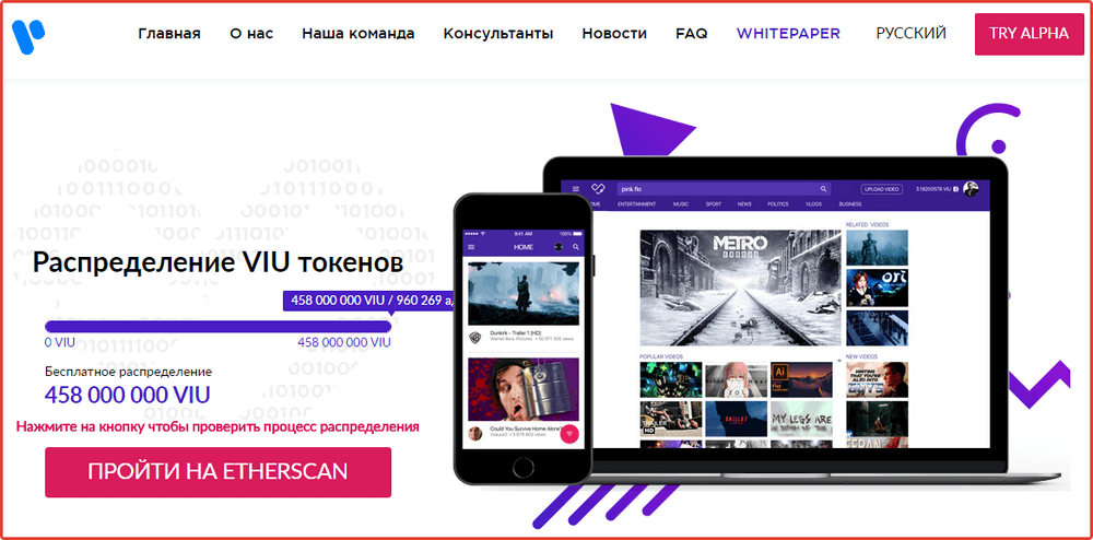 Вид главной страницы Viuly.io