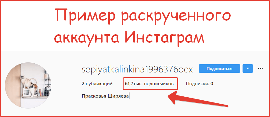 Пример раскрученного Инстаграм аккаунта