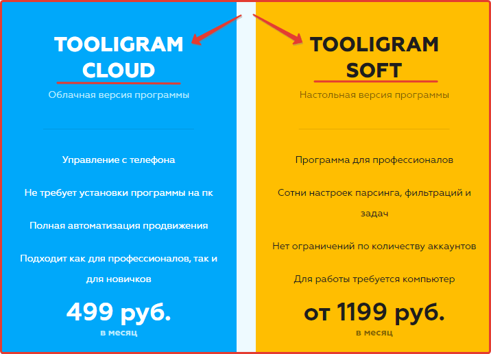  Coût des packages payants du programme Tooligram